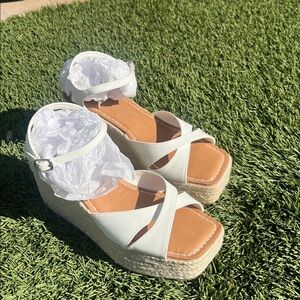 Call It Spring Cream Wedge Sandals